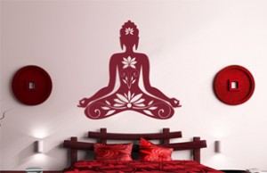 Buddha mit Blumenranken Wandtattoo