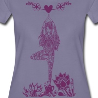 Yogagirl Design in Baum Asana mit Blumen und Herz