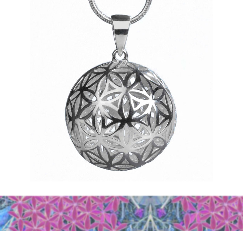 Blume des Lebens Kugel silber