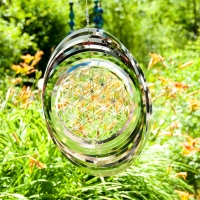 Blume des Lebens Windspiel aus Edelstahl 45 cm