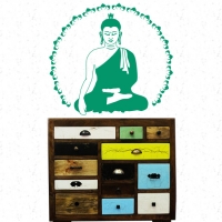 Buddha Lotus Wandtattoo von Lichterleben; Kommode Shiva Arts Indien Kollektion Recycling