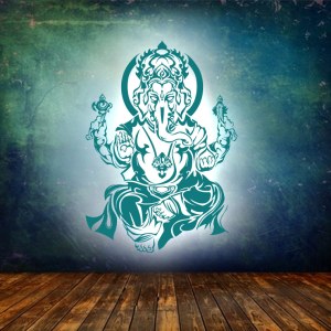 Ganesha Wandtattoo in Petrol