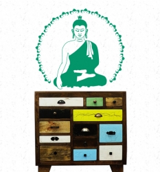 Buddha Lotus Wandtattoo von Lichterleben; Kommode Shiva Arts Indien Kollektion Recycling