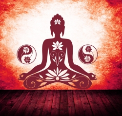 Buddha Motiv in der Frabe dunkelrot