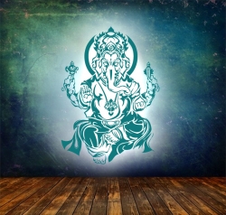 Ganesha Wandtattoo in Petrol