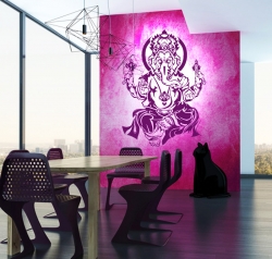 Ganesha Wandtattoo in Pflaume der neuen Trendfarbe 2014
