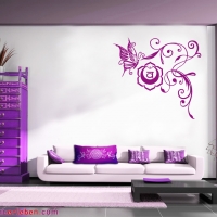 Ein Wohntraum in Pflaume mit Chakra Fly Wandtattoo
