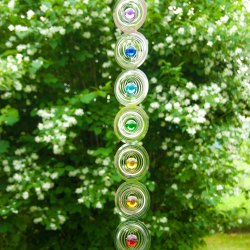 Chakra Windspiel 76cm Edelstahl mit Glaskugeln