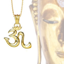 OM Symbol Kettenanhänger sterlingsilber 18 Karat Vergoldet