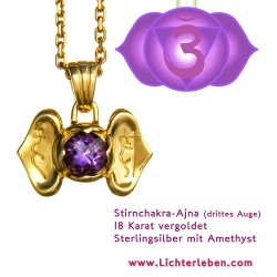Stirnchakra Ajna Chakra Drittes Auge Chakra Kettenanhänger Gold