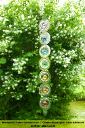 Chakra Windspiel 76cm Edelstahl mit Glaskugeln