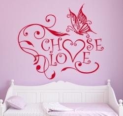 Choose Love Wandtattoo mit Schmetterling