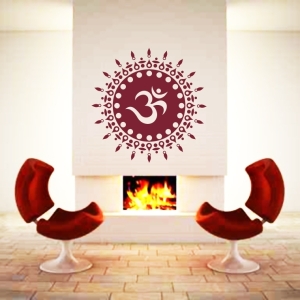 OM Sonne in dunkelrot als Wandtattoo
