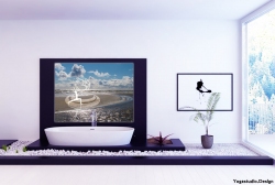 Yogastudio Design Wanddeko mit OM am Meer