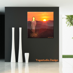 Wandbild Deko Buddha Sunset mit Lotusblumen
