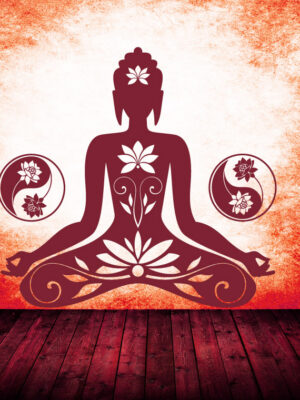Buddha YinYang Lotus Wandtattoo