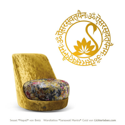 Wandtattoo Saraswati Mantra Gold Wandtattoo Saraswati Mantra Gold