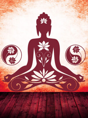 Buddha Yin Yang Lotus Wandtattoo