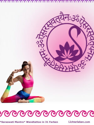 Saraswati Mantra Wandtattoo