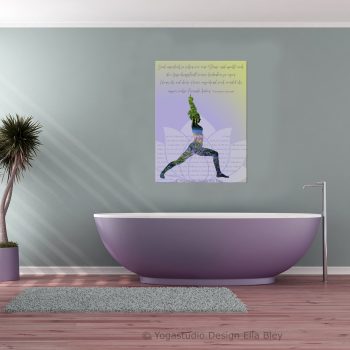 Yoga Asana Wandbild mit Yogi Spruch im Wohntrend Very Peri 