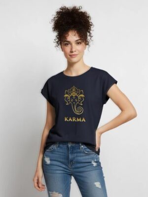 Ganesha Karma – Spirituelles Yoga Design Gold Frauen Premium Bio Top Ganesha Karma – Spirituelles Yoga Design Gold Frauen Premium Bio Top